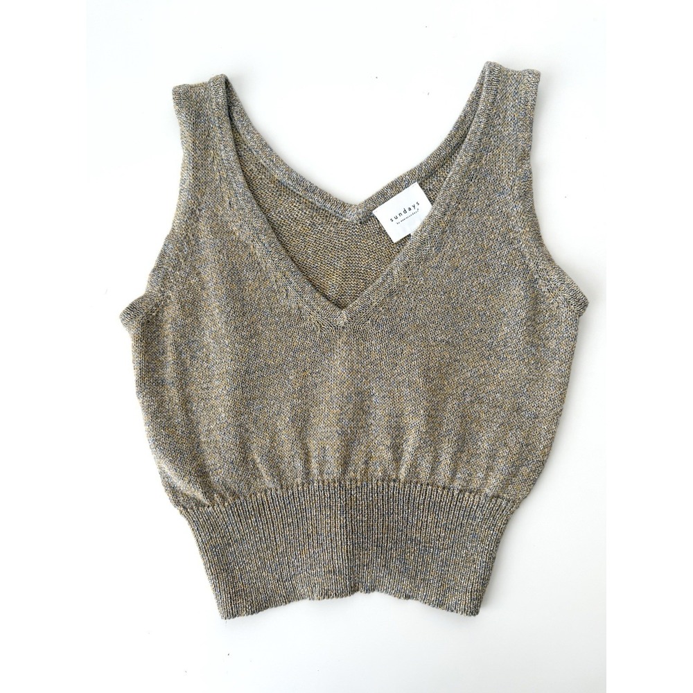 We Are Sundays Knit Crop Top Women's Small Silk Cashmere Quiet Luxury Resortwear